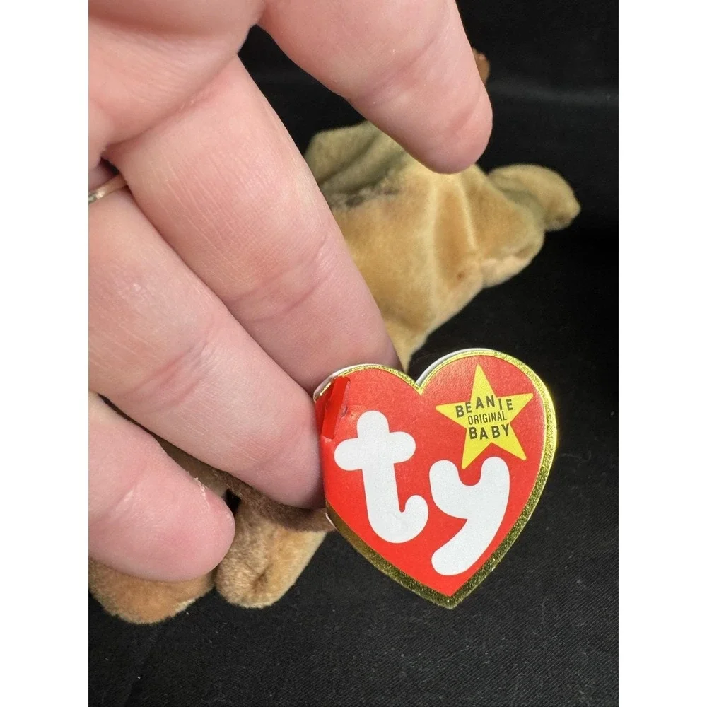 Set of 2 Ty Beanie Babies Bones Dog Plush 1993 1994 Heart Tags PVC Pellets
